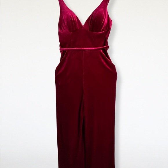 Pnina Tornai for Azazie Red Velvet Jumpsuit - Picture 1 of 5